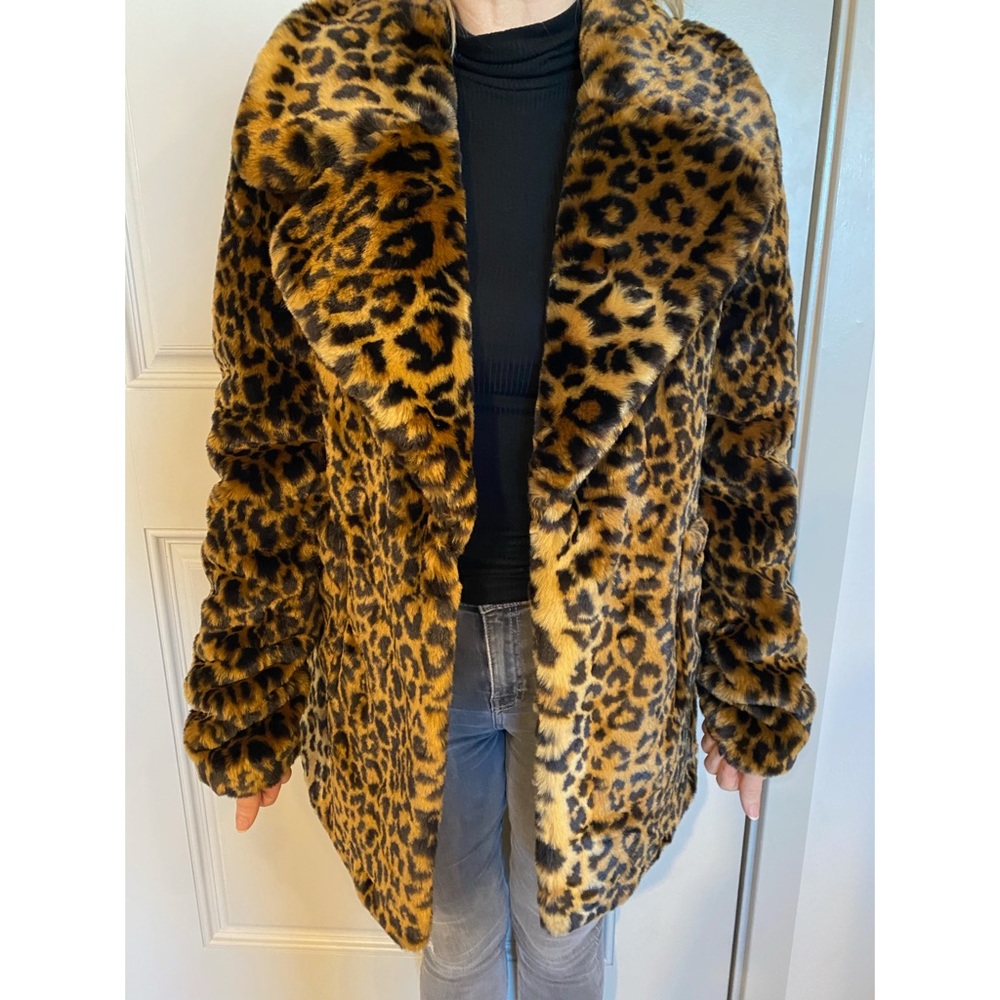 Tall Faux Fur Boohoo Leopard Print Coat